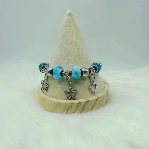 Cute Bracelet With Butterfly & Star Charms Blue - Picture 2 of 3